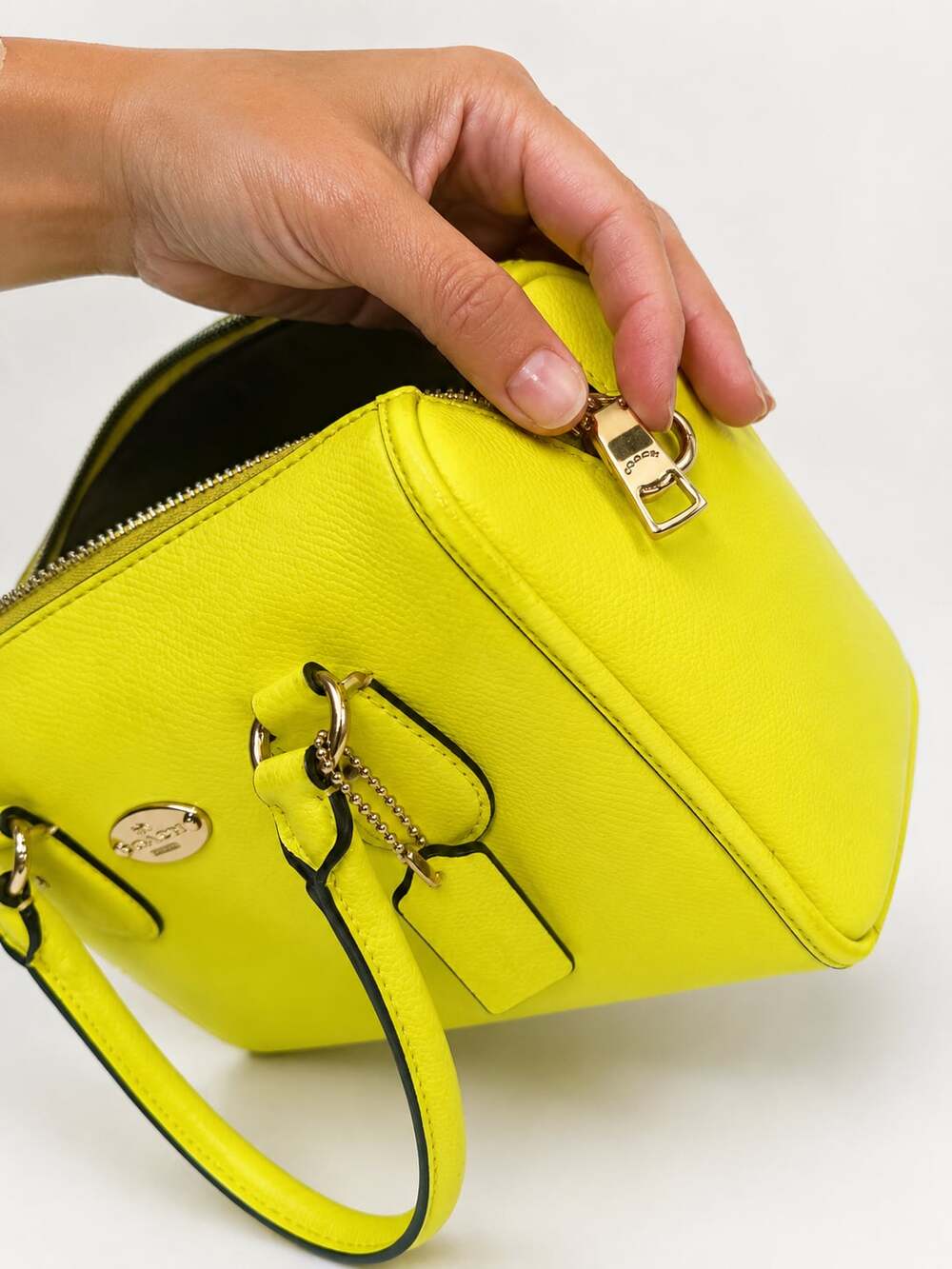 Coach Mini Bennett Neon Yellow Satchel Crossbody Handbag